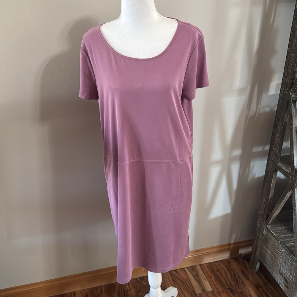 New Tahari Mauve T-Shirt Dress w/ Pockets - Large